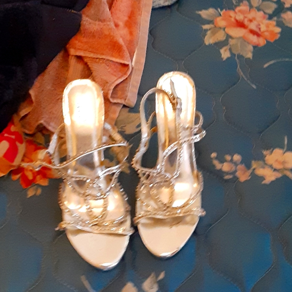 Silver high heels